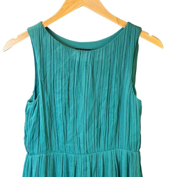 Theory Silk Pleated Green Dress Women’s Size 0 Balloon Hem - Picture 4 of 9